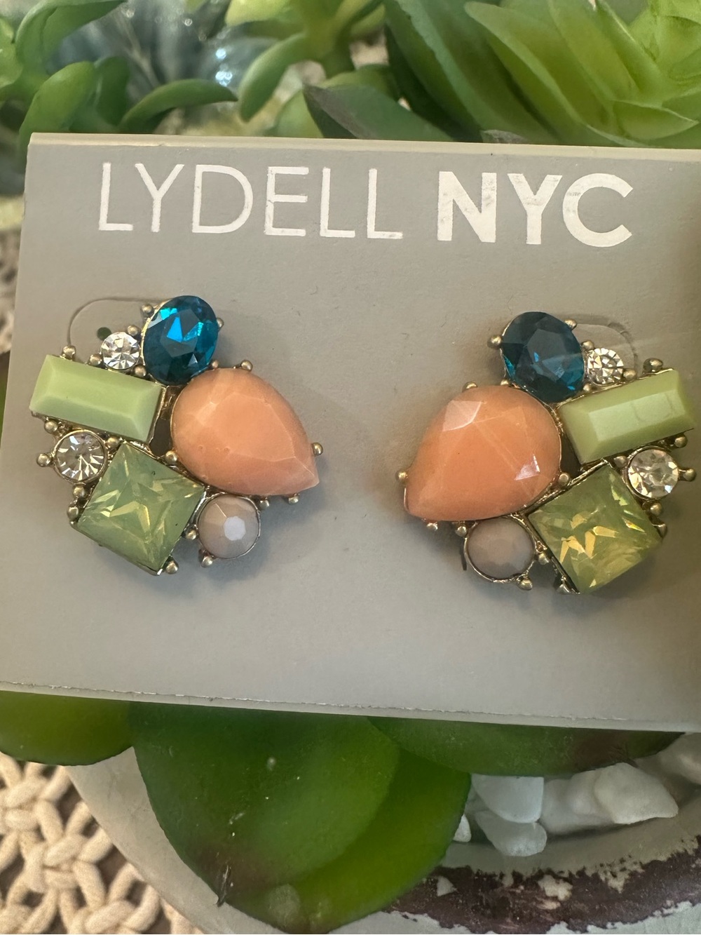 Lydell NYC multi-stone cluster statement earrings